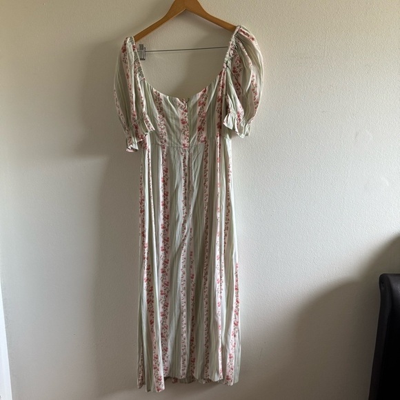 NWT WeWoreWhat Rosewood Victorian Floral Striped Puff Sleeve Midi Dress size 10 - Picture 4 of 10